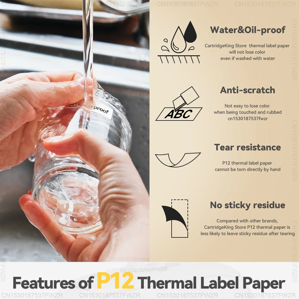 Marklife P12 Thermal Label Printer Auto Cut Portable Mini Printer P12 Adhesive Sticker Labeling Machine or 5PK Continuous Tape 