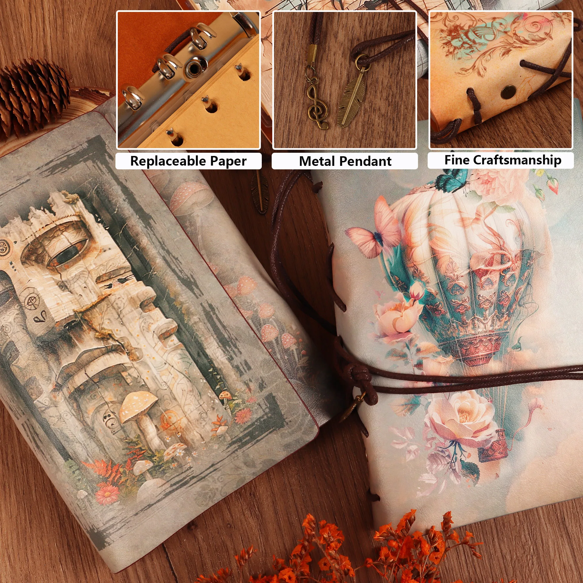 Cowhide Leather Journal — Waterproof Vintage with 2 Sticker Sheets - Image 3