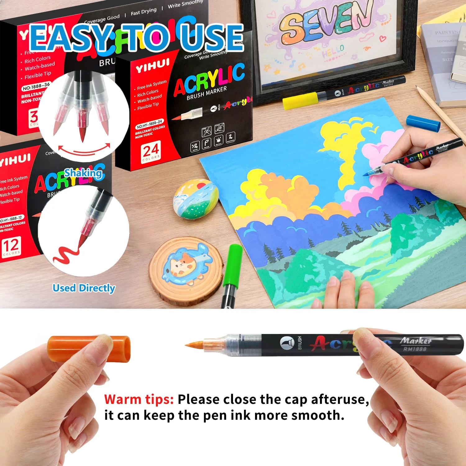 Acrylic Paint Pen Markers — Brush Tip Set for Any Surface, 12–60 Colours - Image 6