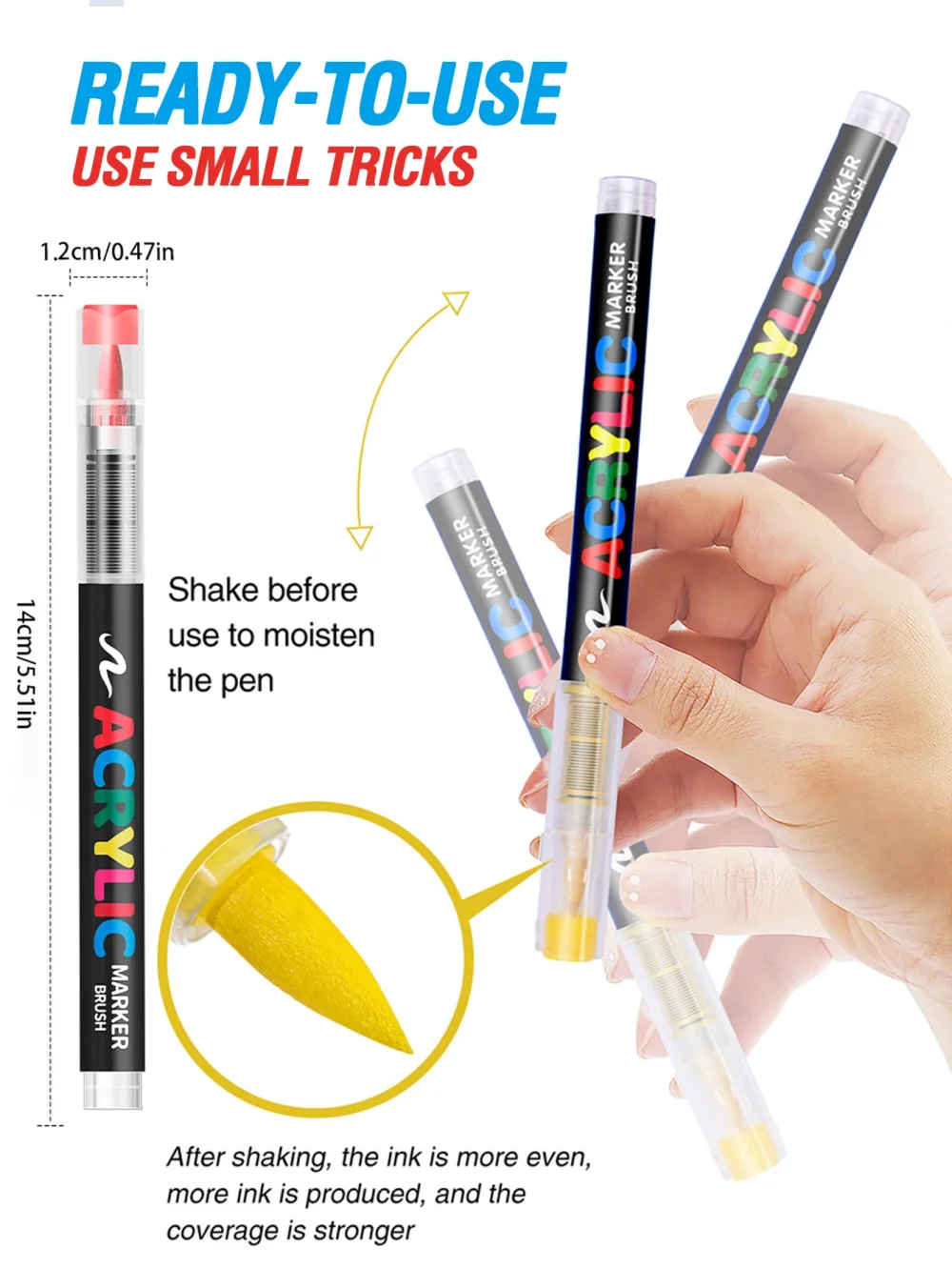 12-366 Colors Acrylic Paint Pen Markers Acrylic Felts Brush Tip Paint Markers For Wood Rock Painting Canvas Gift DIY Crafts