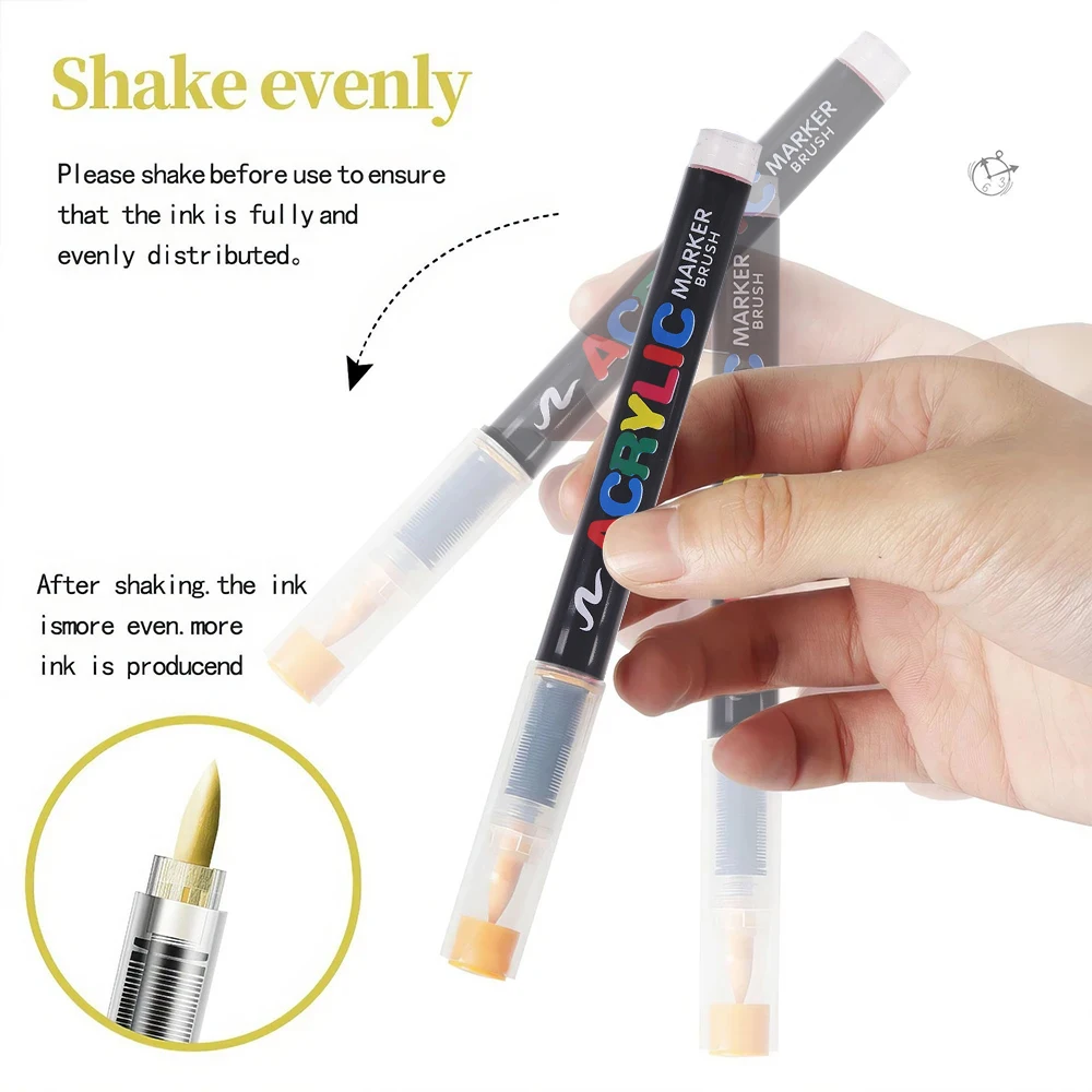 Acrylic Paint Markers — Felt Brush Tip Set, 12 to 366 Colours - Image 4