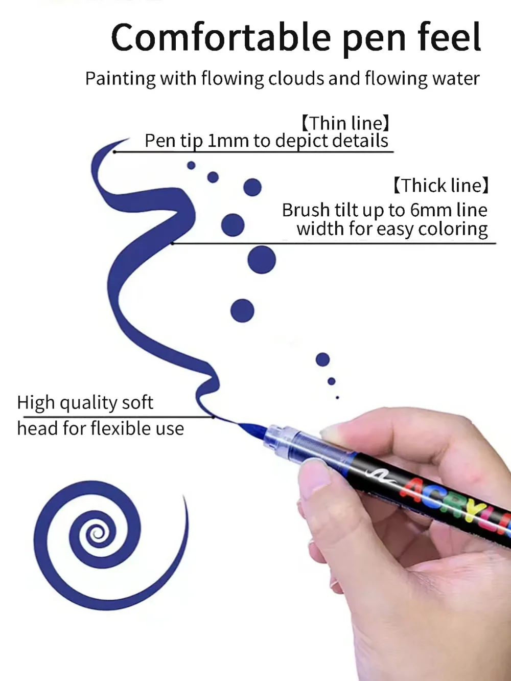 12-366 Colors Acrylic Paint Pen Markers Acrylic Felts Brush Tip Paint Markers For Wood Rock Painting Canvas Gift DIY Crafts