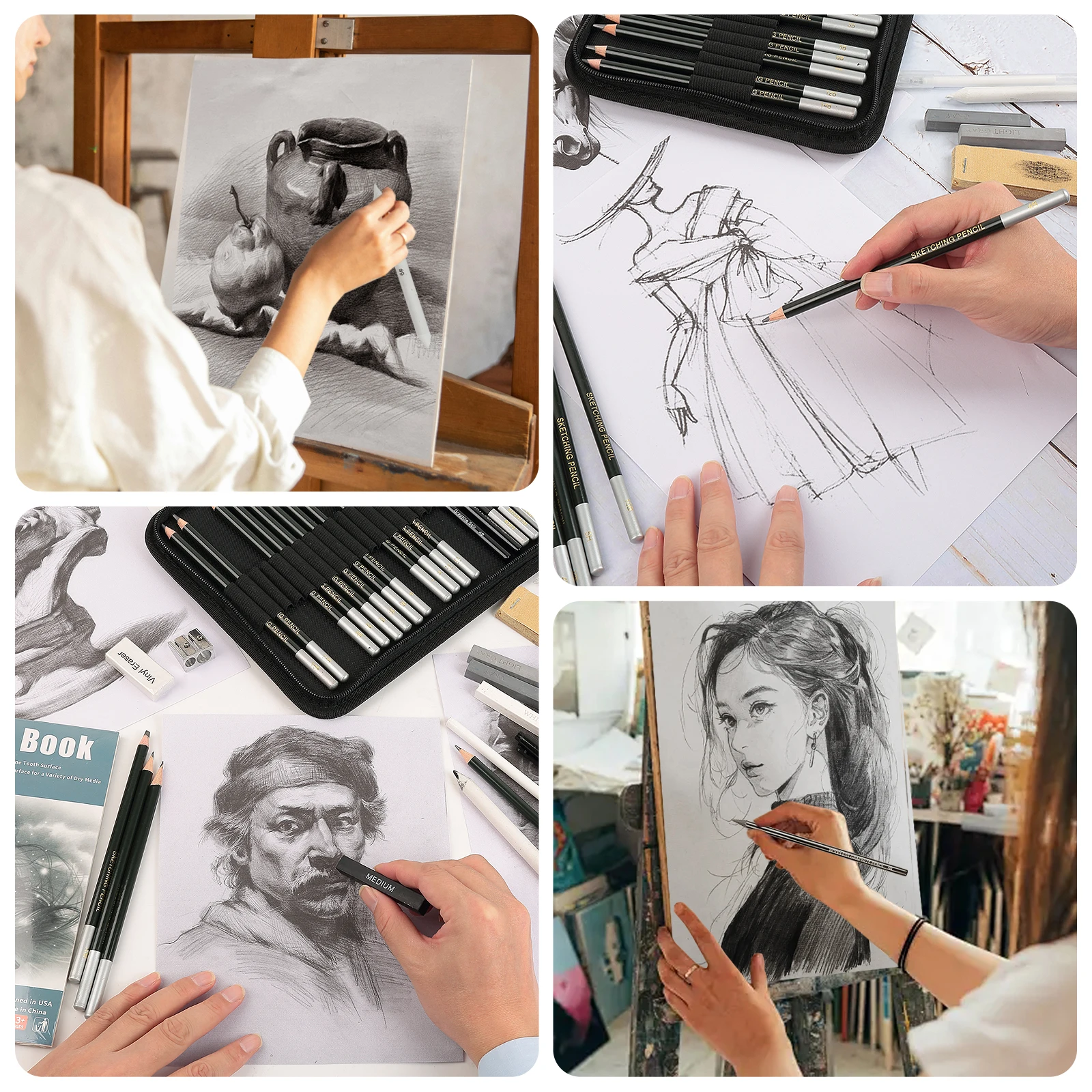 Drawing & Sketching Pencil Kit — Graphite, Charcoal & Blending Tools - Image 5