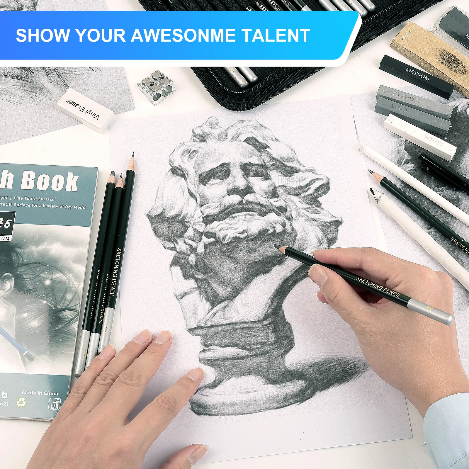 Drawing & Sketching Pencil Kit — Graphite, Charcoal & Blending Tools - Image 6