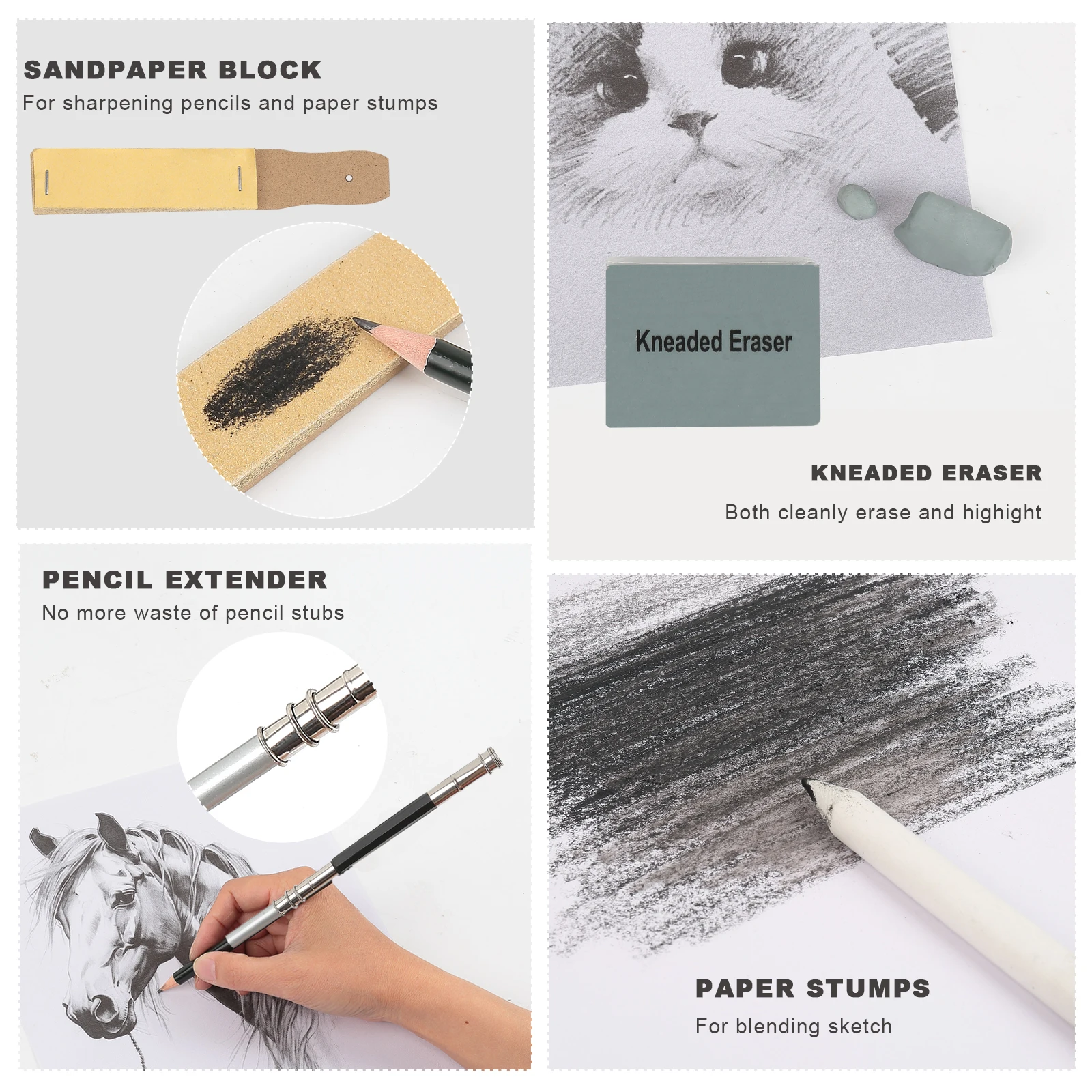 Drawing & Sketching Pencil Kit — Graphite, Charcoal & Blending Tools - Image 4