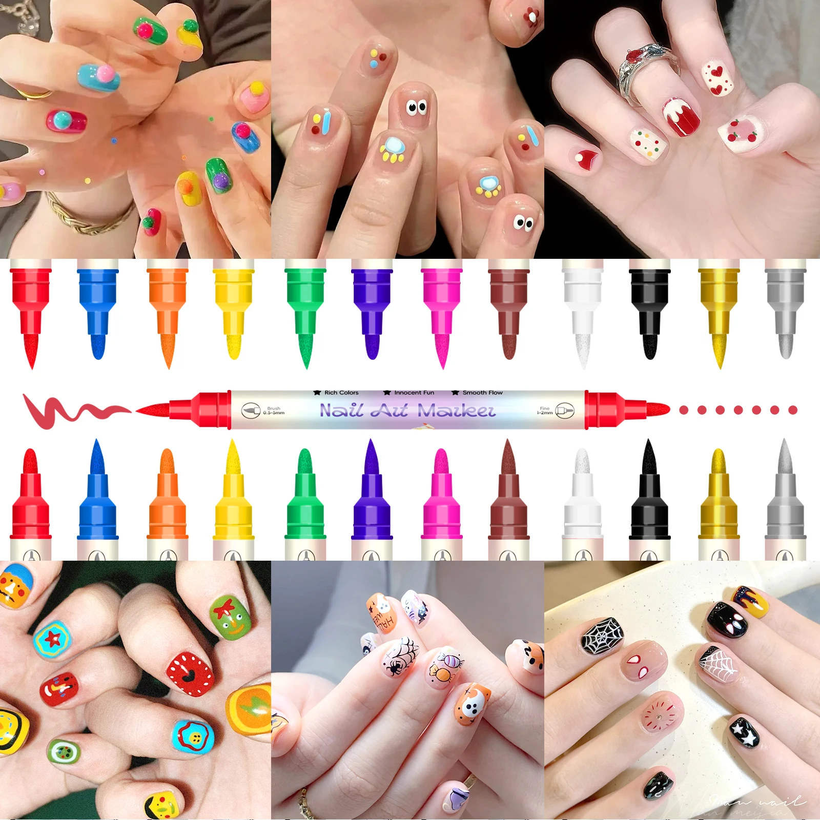 Dual-Tip Acrylic Dotting Pens — Fine Liner & Dot Tip for Nail Art & Detail Crafting - Image 2