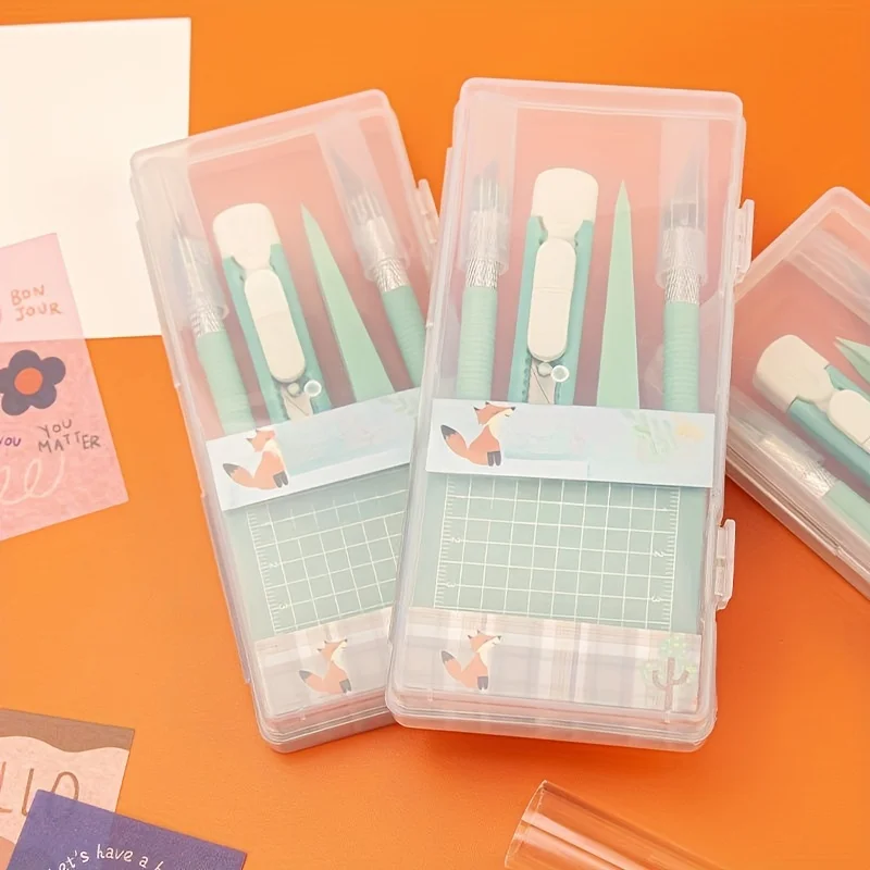 5pcs/Set Professional Scrapbook Tool Set - Carving Knives, Non-Slip Mats, Precision Tweezers & Pens for Detailed Paper Crafting