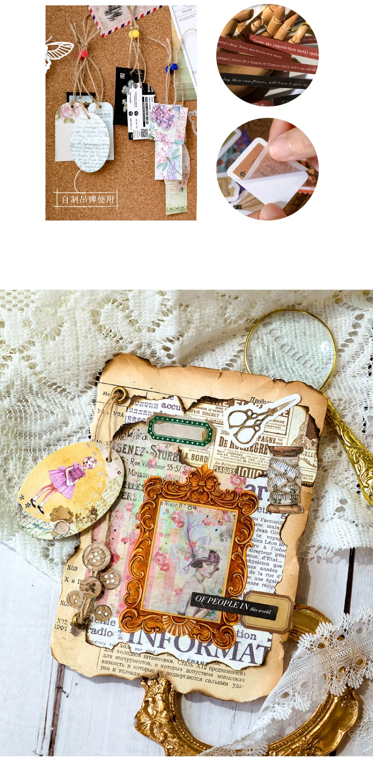 85 pcs Large quantity Vintage border sticker DIY Decorative paper Scrapbooking Material handmade Junk Journal Supplies