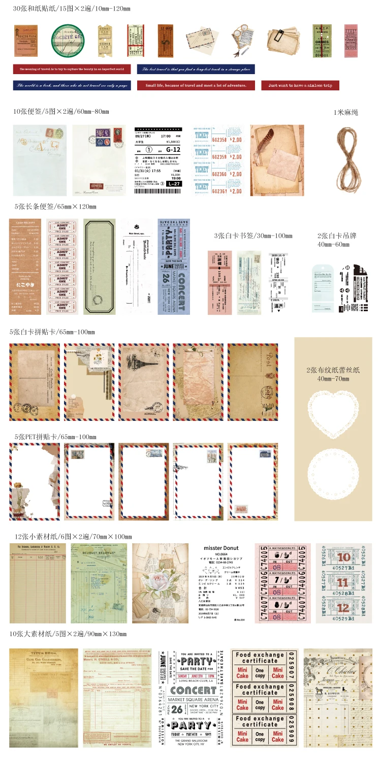 85 pcs Large quantity Vintage border sticker DIY Decorative paper Scrapbooking Material handmade Junk Journal Supplies