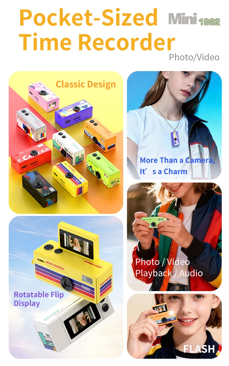 Magecam Thumb Keychain Camera 0.96inch Flip Screen Retro CCD Mini Digital Camera 720P Very Small Camcorder Video Recorder