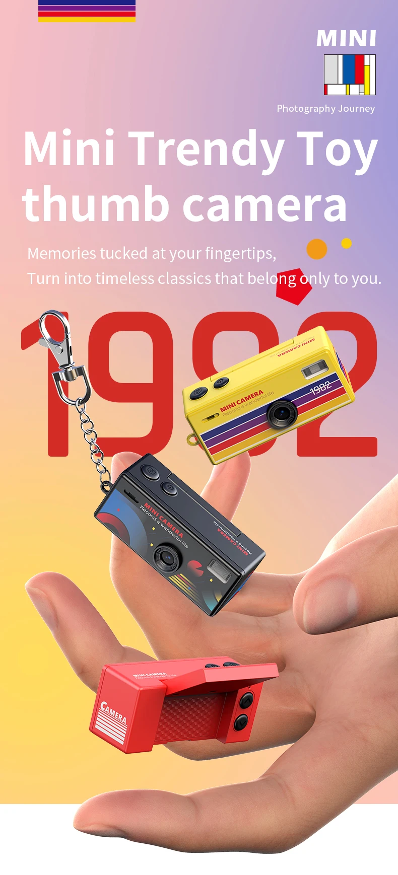 Magecam Thumb Keychain Camera 0.96inch Flip Screen Retro CCD Mini Digital Camera 720P Very Small Camcorder Video Recorder