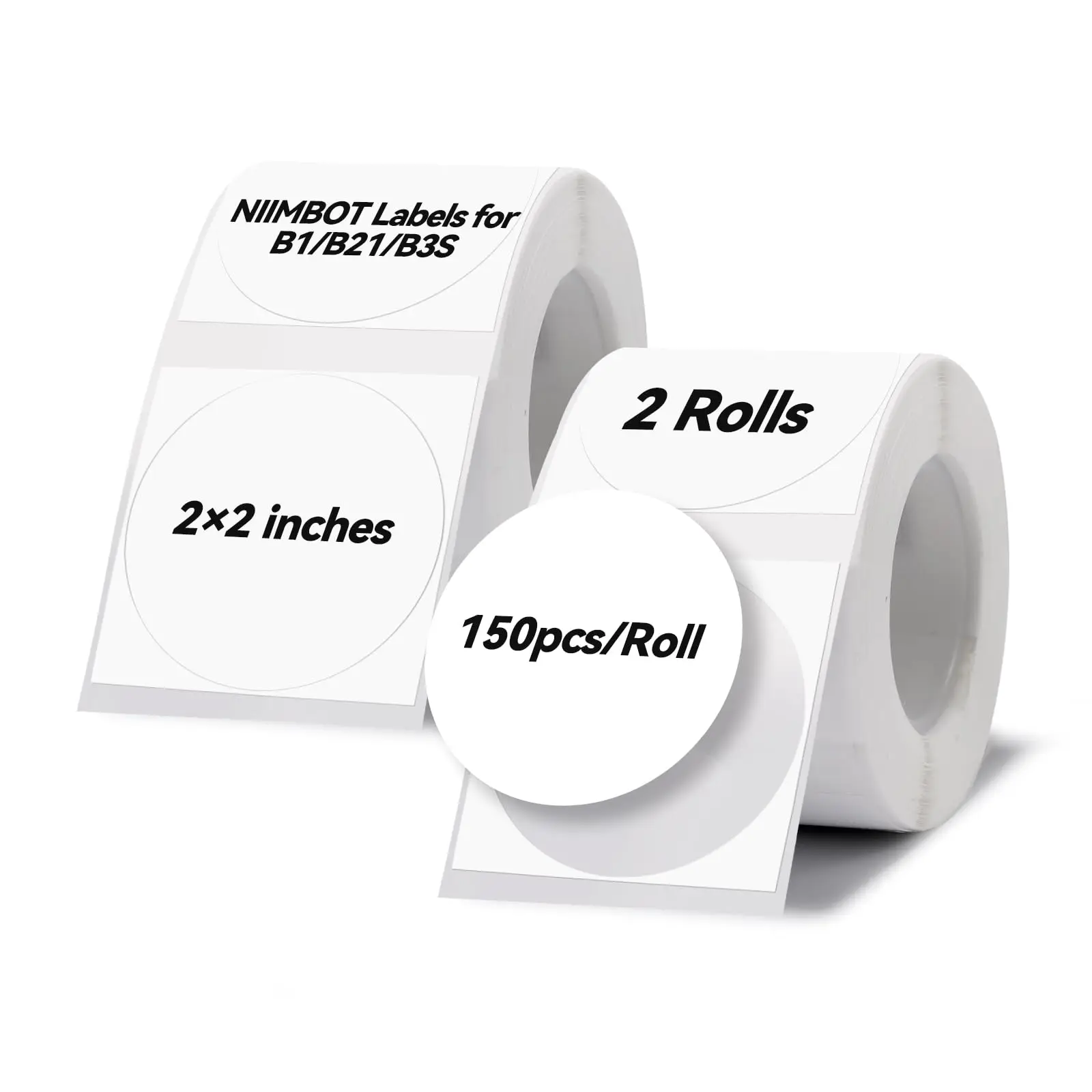 Niimbot Round White Color Label Sticker Paper Rolls for Adhesive Mini Mobile Label Maker B1 B21 Printer Different Size Papers