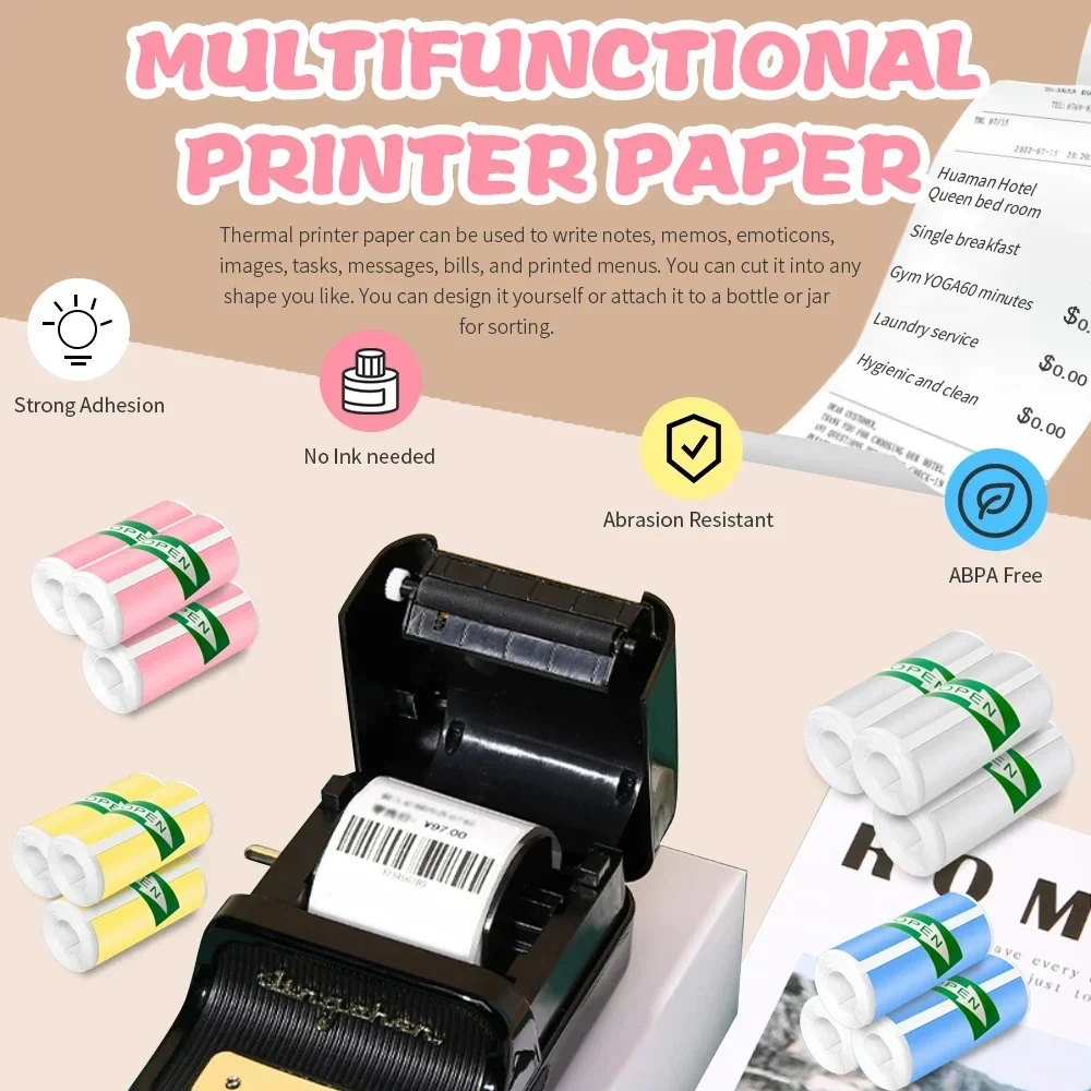 Mini Printer Colour Sticker Paper — 57mm Rolls