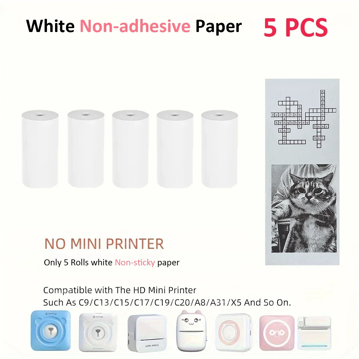 5 White No-sticky